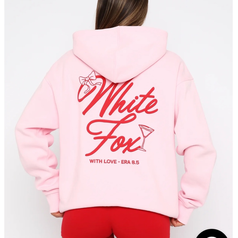 White Fox Boutique Light Pink Hoodie with Red Print - Picture 4 of 5